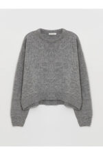 Lcw Casual Bisiklet Yaka Duz Uzun Kollu Kadin Triko Kazak - Resim 3