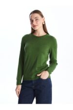 Bisiklet Yaka Kendinden Desenli Uzun Kollu Kadin Triko Kazak W40248Z8 - Resim 1