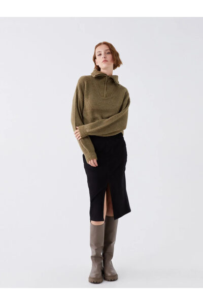 Lcw Casual Dik Yaka Duz Uzun Kollu Kadin Triko Kazak - Resim 2