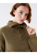 Lcw Casual Dik Yaka Duz Uzun Kollu Kadin Triko Kazak - Resim 3