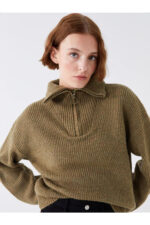 Lcw Casual Dik Yaka Duz Uzun Kollu Kadin Triko Kazak - Resim 4