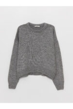 Bisiklet Yaka Duz Uzun Kollu Kadin Triko Kazak - Resim 1