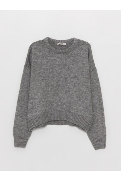 Bisiklet Yaka Duz Uzun Kollu Kadin Triko Kazak - Resim 1