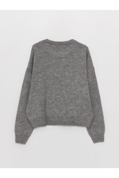 Bisiklet Yaka Duz Uzun Kollu Kadin Triko Kazak - Resim 2