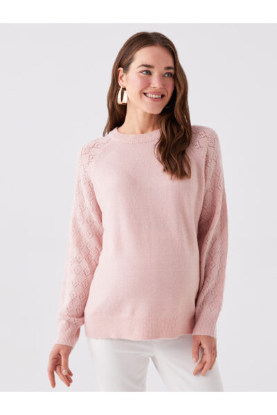 Bisiklet Yaka Ajurlu Uzun Kollu Hamile Triko Kazak - Resim 1