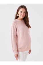 Bisiklet Yaka Ajurlu Uzun Kollu Hamile Triko Kazak - Resim 2