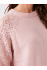 Bisiklet Yaka Ajurlu Uzun Kollu Hamile Triko Kazak - Resim 4