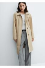 Kemerli Pamuklu Trenckot - Resim 1