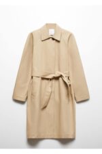 Kemerli Pamuklu Trenckot - Resim 3