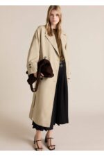 Oversize Uzun Cift Dugmeli Trenckot - Resim 2