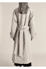 Oversize Uzun Cift Dugmeli Trenckot - Resim 4