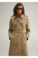 Klasik Kemerli Trenckot - Resim 1