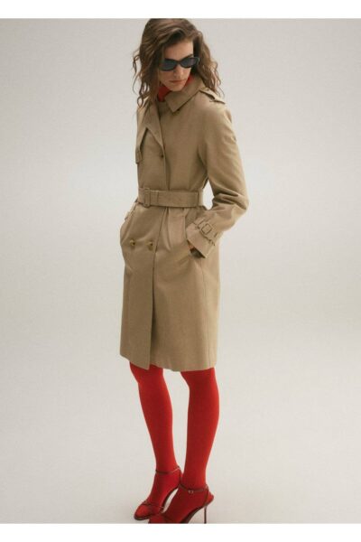 Klasik Kemerli Trenckot - Resim 2