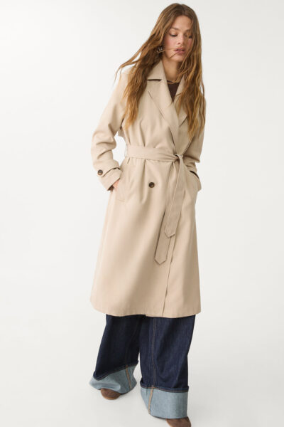 Dokumlu Uzun Trenckot - Resim 1