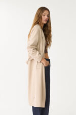 Dokumlu Uzun Trenckot - Resim 2