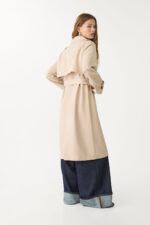 Dokumlu Uzun Trenckot - Resim 3