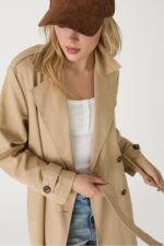 Dokumlu Uzun Trenckot - Resim 4