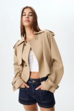 Kisa Ve Dokumlu Kumas Trenckot - Resim 1