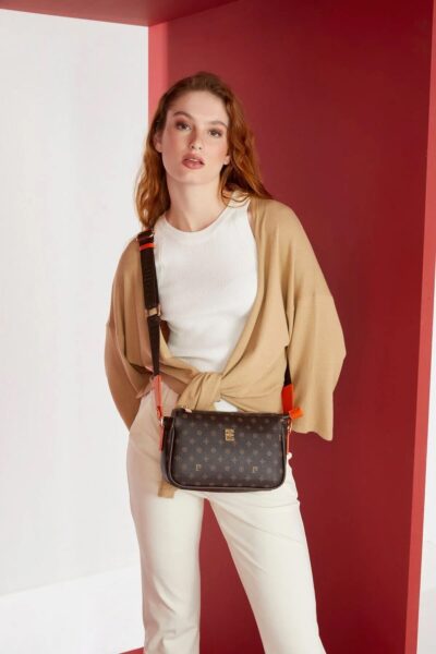 Kahve Monogram Kadin Omuz Cantasi 05Po22Y1539 - Resim 1