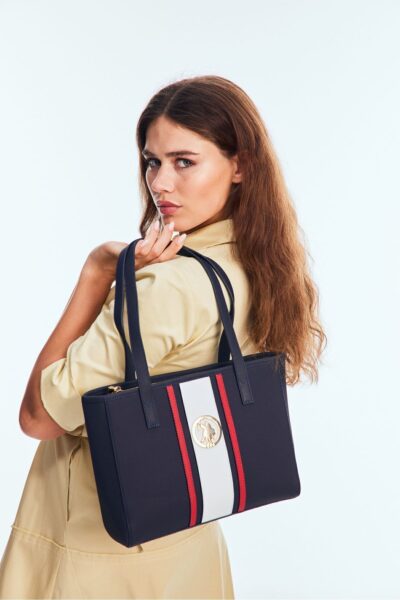 Lacivert Beyaz Kirmizi Kadin Omuz Cantasi Us8029 Online Exclusive - Resim 2