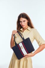 Lacivert Beyaz Kirmizi Kadin Omuz Cantasi Us8029 Online Exclusive - Resim 3