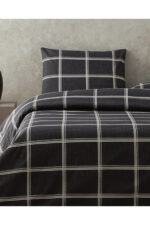 Glen Check Kolay Utulenir Cift Kisilik Nevresim Seti Antrasit - Resim 1