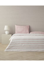 Floral Grid Pamuklu Cift Kisilik Nevresim Seti Gul Kurusu - Resim 2