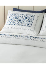 Flower Chain Dijital Baskili Soft Cotton Cift Kisilik Nevresim Takimi Lacivert - Resim 2