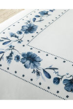 Flower Chain Dijital Baskili Soft Cotton Cift Kisilik Nevresim Takimi Lacivert - Resim 4