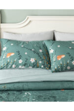 Sweet Spring Dijital Baskili Cift Tarafli Cift Kisilik Nevresim Takimi Yesil - Resim 3