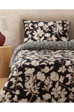 Grandiflora Dijital Baskili Soft Cotton Cift Kisilik Nevresim Seti Antrasit Terracotta - Resim 1