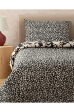 Grandiflora Dijital Baskili Soft Cotton Cift Kisilik Nevresim Seti Antrasit Terracotta - Resim 2