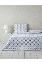 Ornate Fancy Pamuklu Cift Kisilik Nevresim Seti 200X220 Cm Mavi - Resim 1