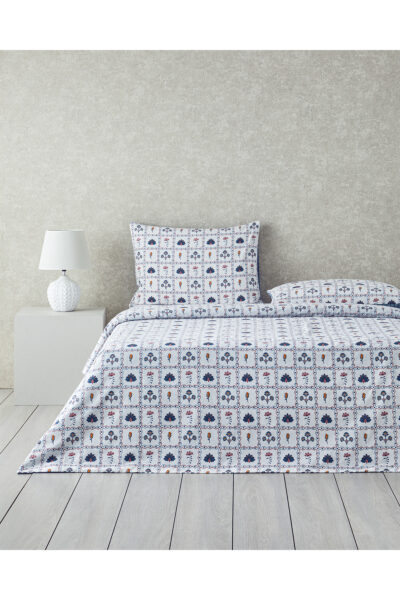 Ornate Fancy Pamuklu Cift Kisilik Nevresim Seti 200X220 Cm Mavi - Resim 1