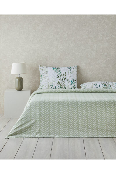 Ivy Breeze Pamuk Cift Kisilik Nevresim Takimi 200X220 Cm Yesil - Resim 2
