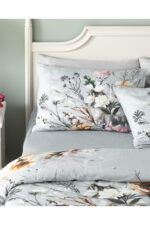 Flower Heaven Dijital Baskili Soft Cotton Cift Kisilik Nevresim Takimi Gri - Resim 3