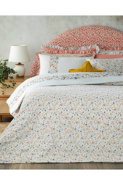 Bloomy Lines Pamuklu Ranforce Cift Kisilik Nevresim Seti 200X220 Cm Sari - Resim 2