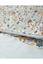 Bloomy Lines Pamuklu Ranforce Cift Kisilik Nevresim Seti 200X220 Cm Sari - Resim 4