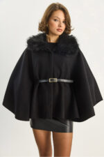 Kadin Pelus Yaka Detayli Kemerli Kase Panco 2805 60281115 - Resim 3