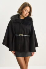 Kadin Pelus Yaka Detayli Kemerli Kase Panco 2805 60281115 - Resim 4