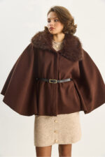 Kadin Pelus Yaka Detayli Kemerli Kase Panco 2805 60281115 - Resim 4