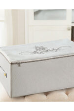 Cicek Desen Baskili Hurc Gri 52X28X21 Cm - Resim 1