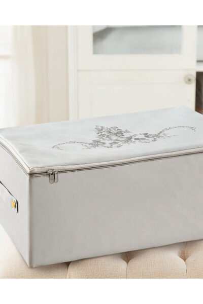 Cicek Desen Baskili Hurc Gri 52X28X21 Cm - Resim 1