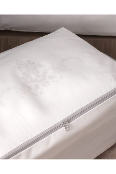 Cicek Desen Baskili 2 Li Hurc Beyaz Gri - Resim 2