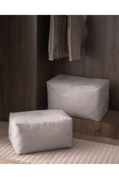 Cicek Desen Baskili 2 Li Hurc Gri - Resim 1