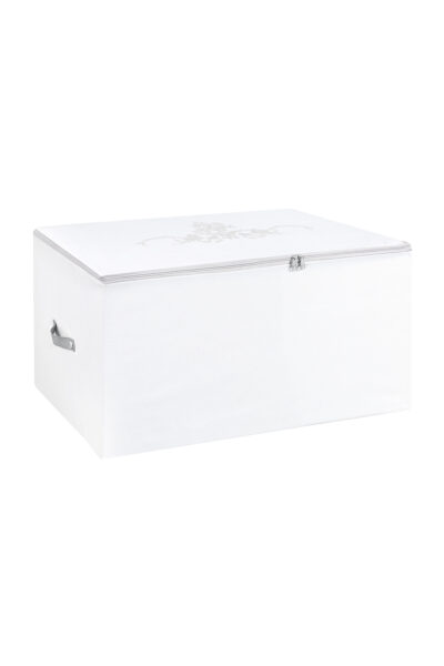 Cicek Desen Baskili Hurc Beyaz Gri 64X41X35 Cm - Resim 2