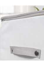 Cicek Desen Baskili Hurc Beyaz Gri 64X41X35 Cm - Resim 3