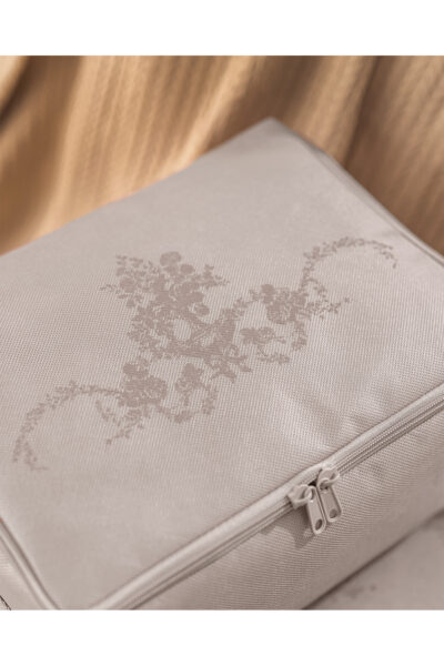 Cicek Desen Baskili 2 Li Hurc Gri - Resim 2