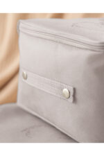 Cicek Desen Baskili 2 Li Hurc Gri - Resim 3