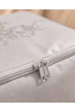 Cicek Desen Baskili 2 Li Hurc Gri - Resim 4